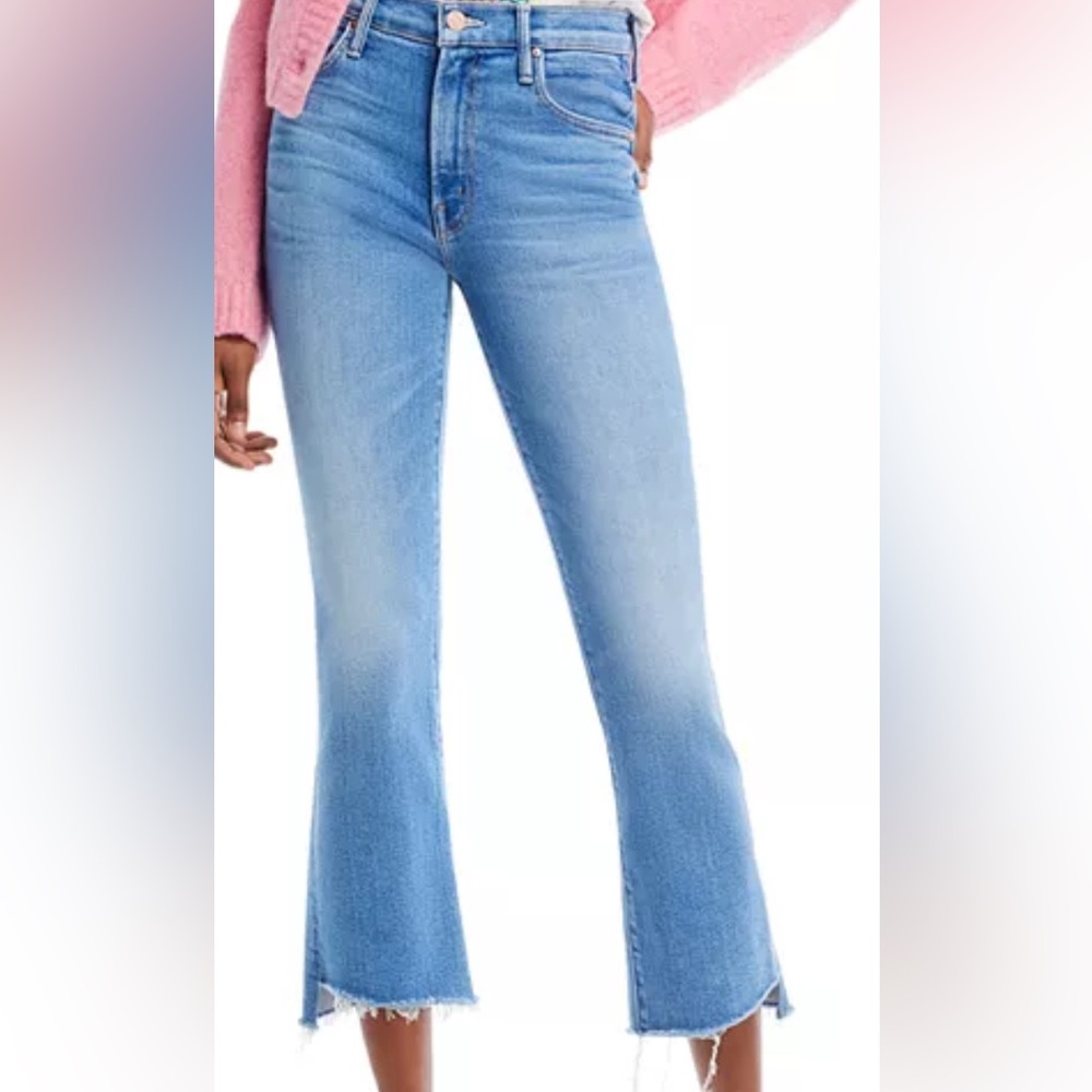 NWT Mother 28 The Insider High Rise Crop Step Fray Bootcut Jeans Out of the Blue